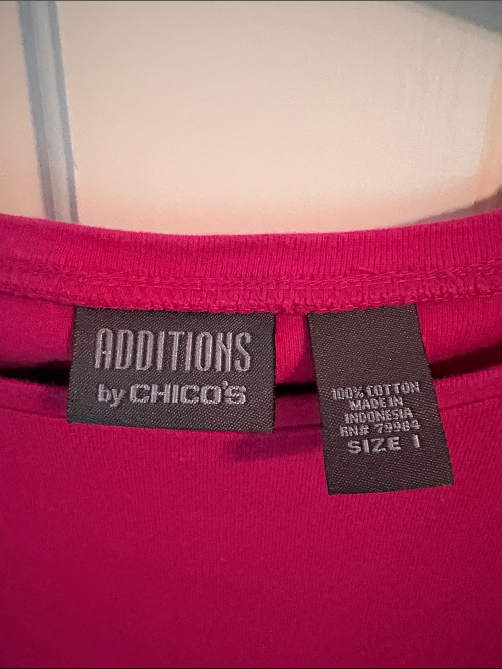 Chico's Short Sleeve Crewneck Tee in Bright Fuchsia - Picture 2 of 3